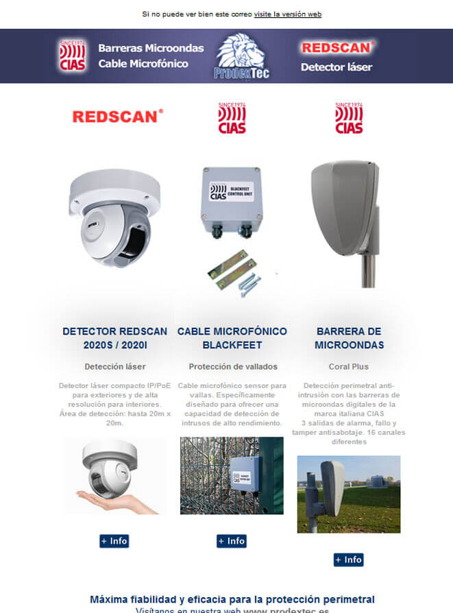Barreras de microondas, cable microfónico para protección de vallados y detectores láser